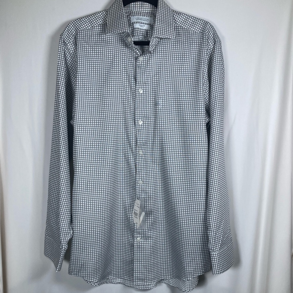 2/$15 🎄NWT Collection by Michael Strahan  Men's Black and White Gingham Shirt